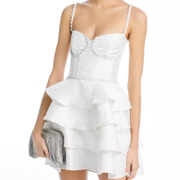V. Chapman Lucia White Tiered Mini Dress